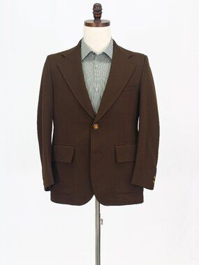 Vintage 1970s 39S Brown Blazer Sport Coat Jacket 2-Button Solid W618